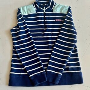 Vineyard Vines Navy and White Striped Quarter-Zip